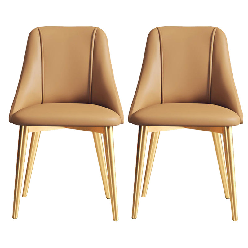 Faux Leather Dining Chair Parsons Armless Side Chair with Metal Legs