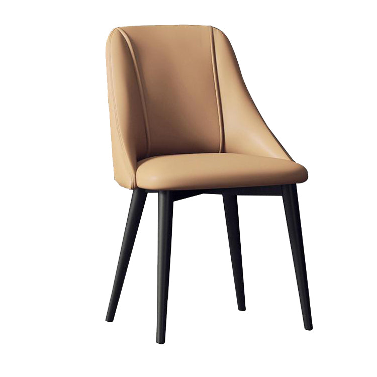 Faux Leather Dining Chair Parsons Armless Side Chair with Metal Legs
