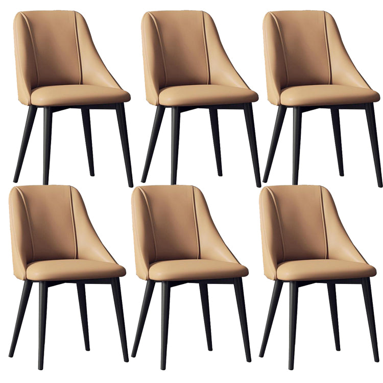 Faux Leather Dining Chair Parsons Armless Side Chair with Metal Legs