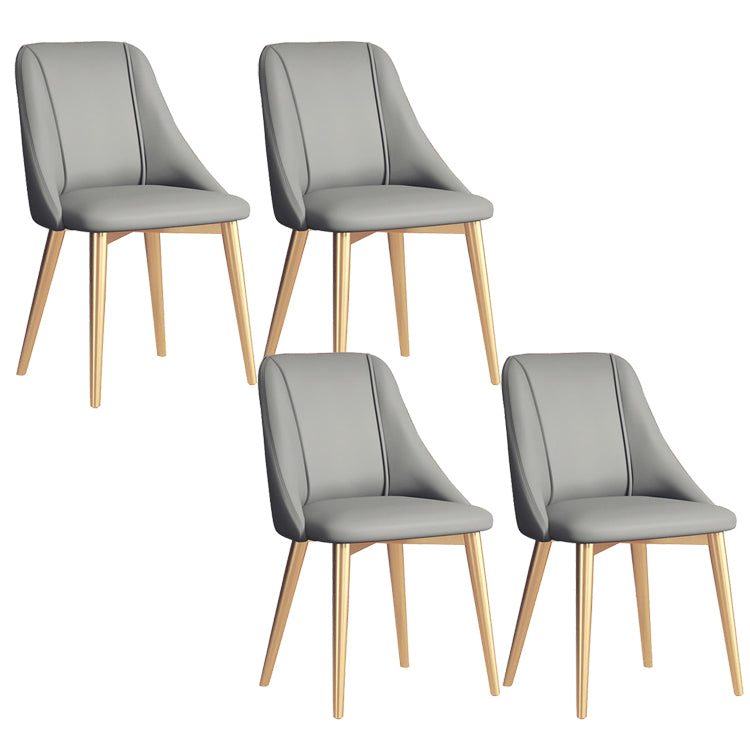 Faux Leather Dining Chair Parsons Armless Side Chair with Metal Legs