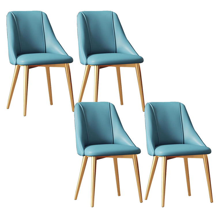 Faux Leather Dining Chair Parsons Armless Side Chair with Metal Legs