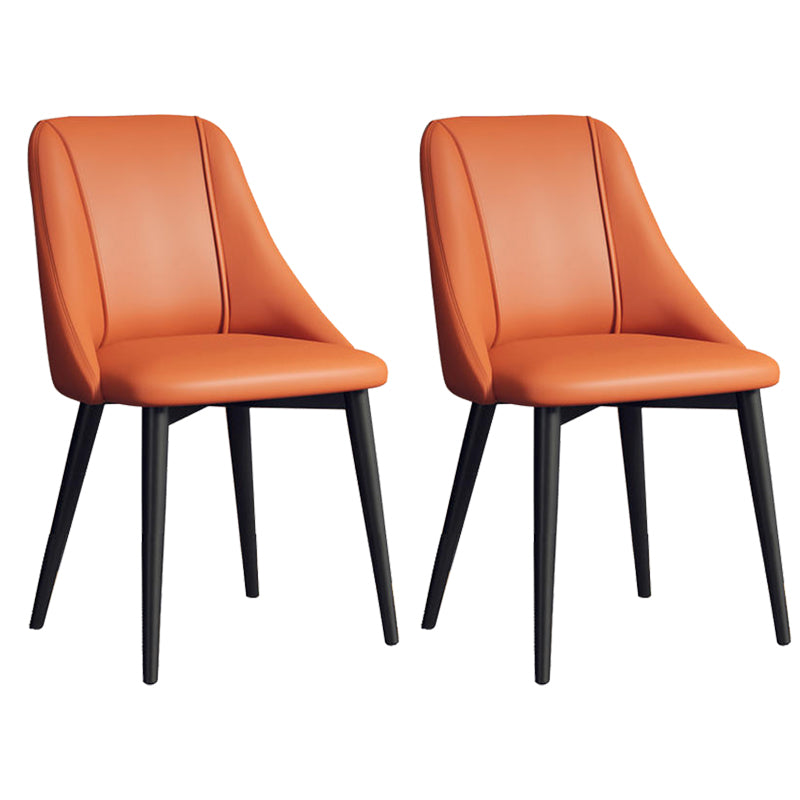 Faux Leather Dining Chair Parsons Armless Side Chair with Metal Legs