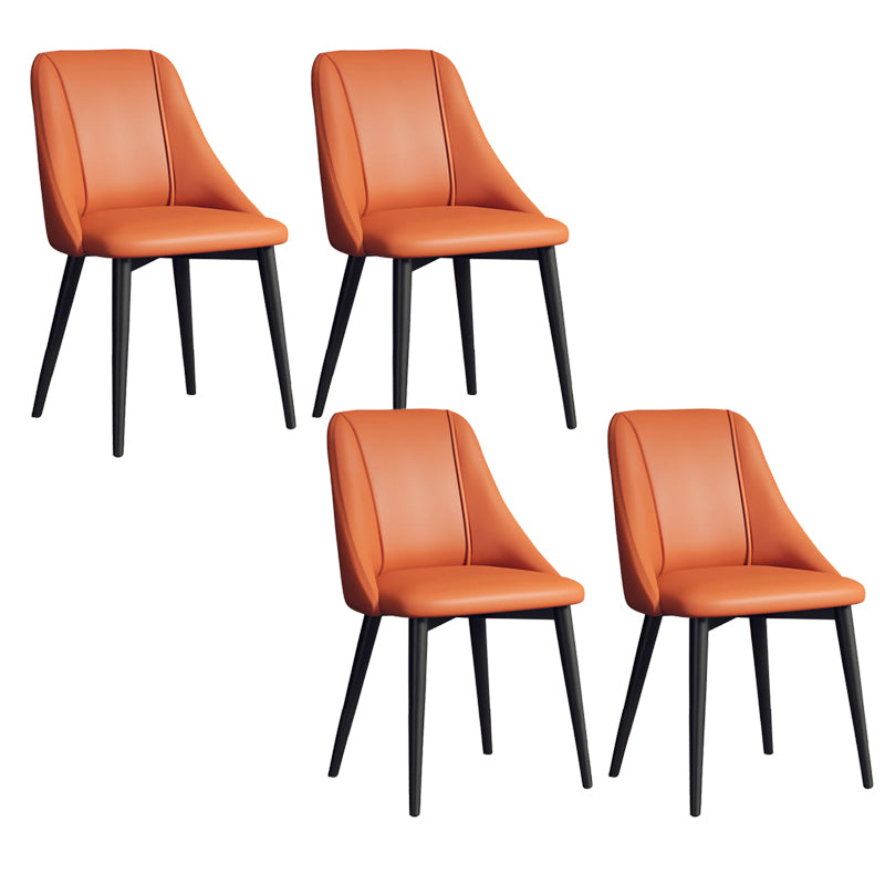 Faux Leather Dining Chair Parsons Armless Side Chair with Metal Legs