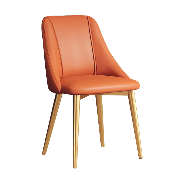 Faux Leather Dining Chair Parsons Armless Side Chair with Metal Legs