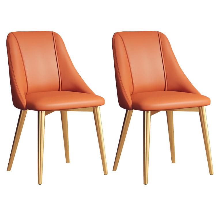 Faux Leather Dining Chair Parsons Armless Side Chair with Metal Legs