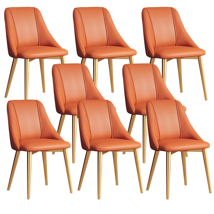 Faux Leather Dining Chair Parsons Armless Side Chair with Metal Legs