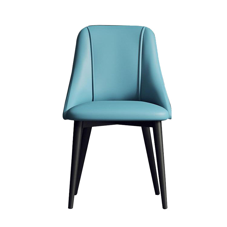 Faux Leather Dining Chair Parsons Armless Side Chair with Metal Legs