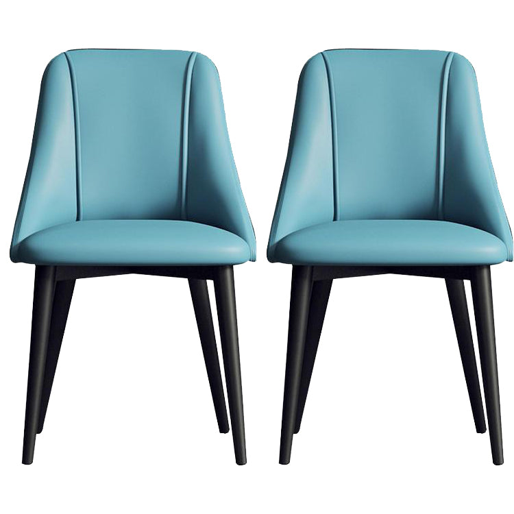 Faux Leather Dining Chair Parsons Armless Side Chair with Metal Legs