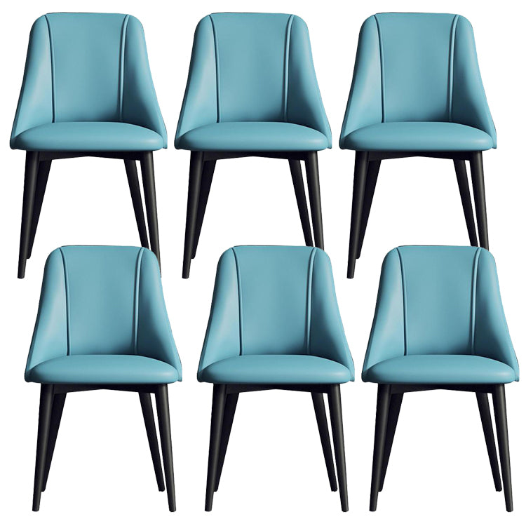 Faux Leather Dining Chair Parsons Armless Side Chair with Metal Legs