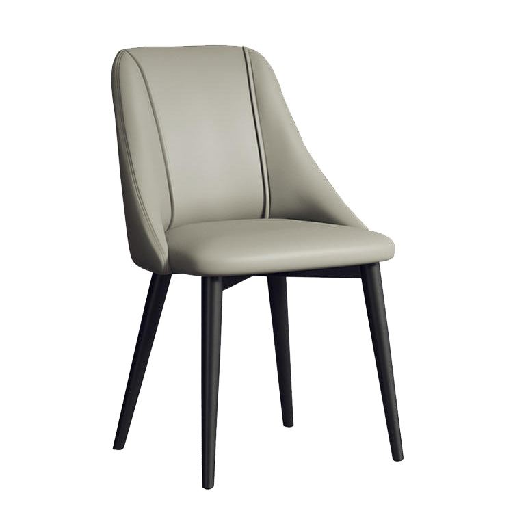 Faux Leather Dining Chair Parsons Armless Side Chair with Metal Legs