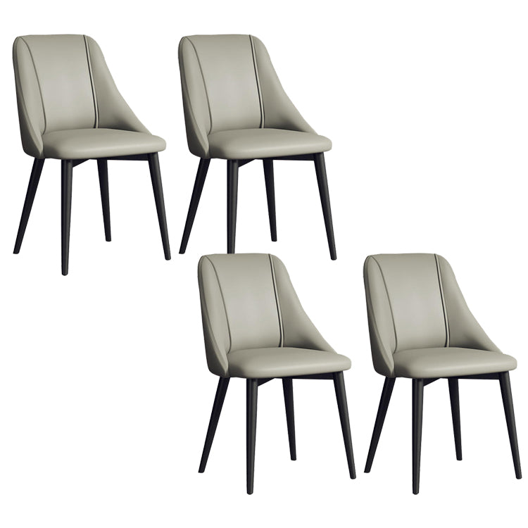 Faux Leather Dining Chair Parsons Armless Side Chair with Metal Legs