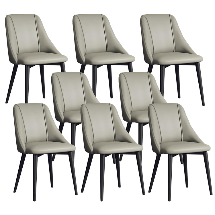 Faux Leather Dining Chair Parsons Armless Side Chair with Metal Legs