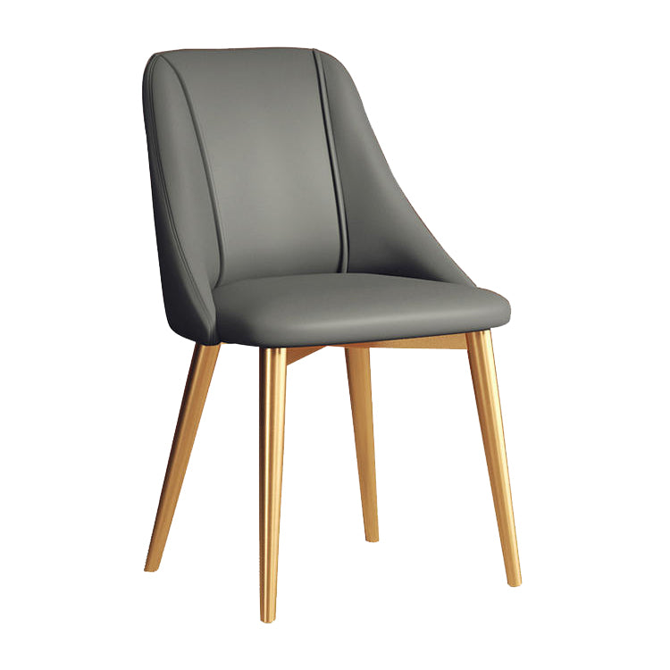 Faux Leather Dining Chair Parsons Armless Side Chair with Metal Legs