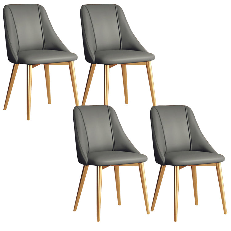 Faux Leather Dining Chair Parsons Armless Side Chair with Metal Legs