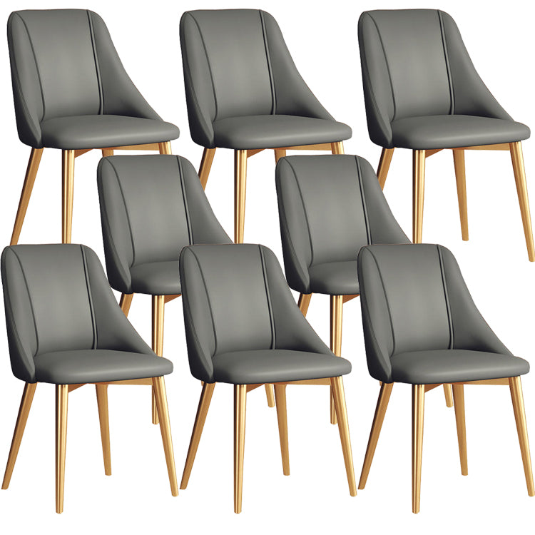 Faux Leather Dining Chair Parsons Armless Side Chair with Metal Legs