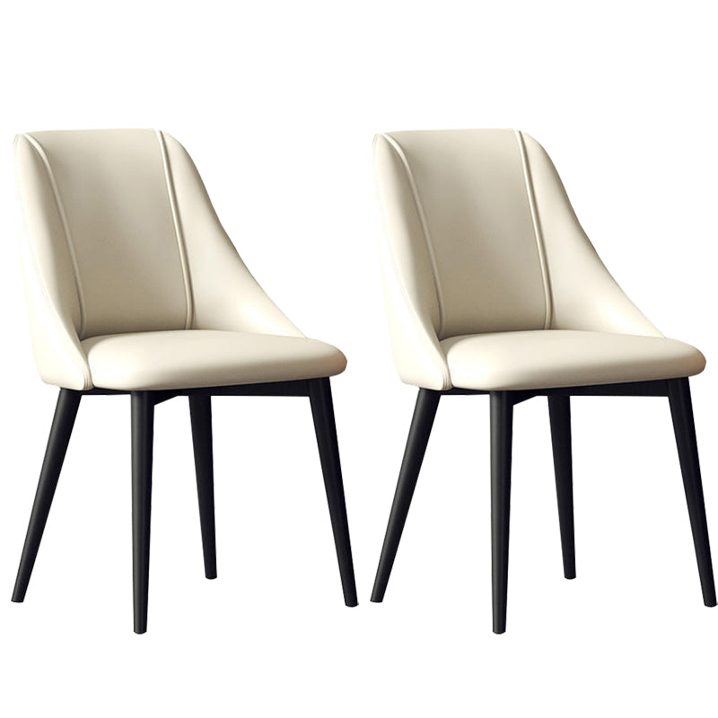 Faux Leather Dining Chair Parsons Armless Side Chair with Metal Legs