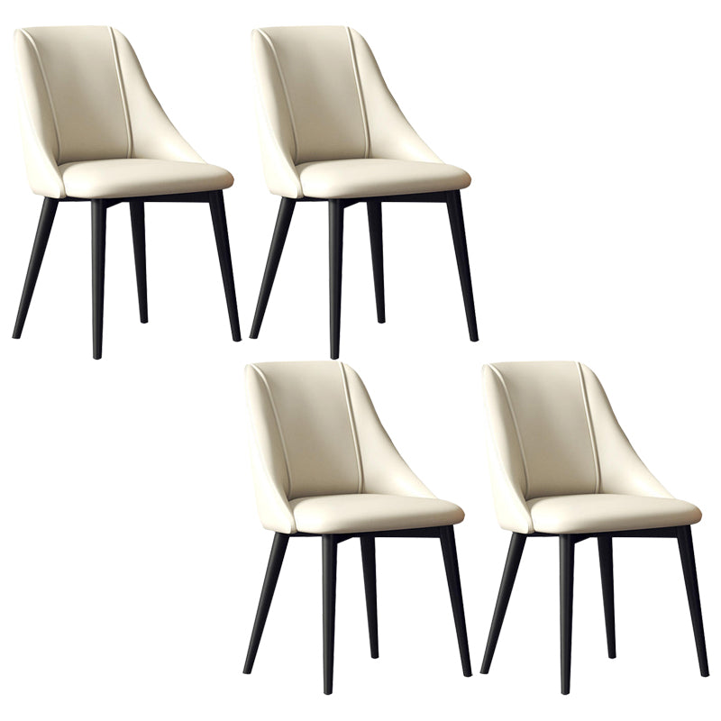 Faux Leather Dining Chair Parsons Armless Side Chair with Metal Legs