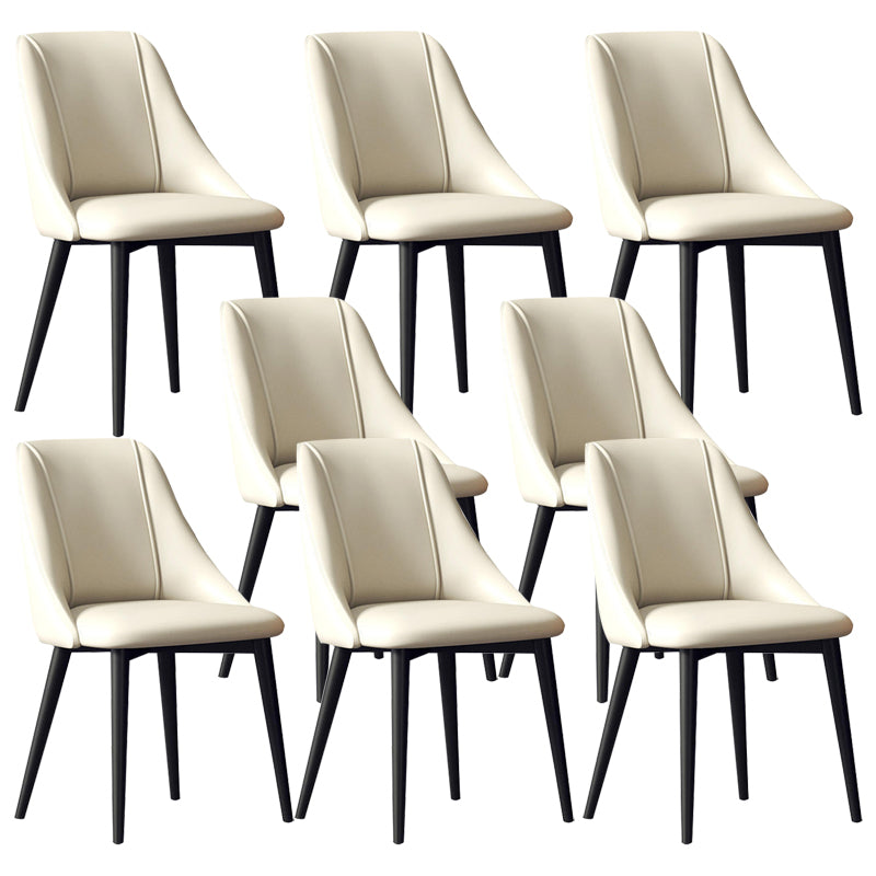 Faux Leather Dining Chair Parsons Armless Side Chair with Metal Legs