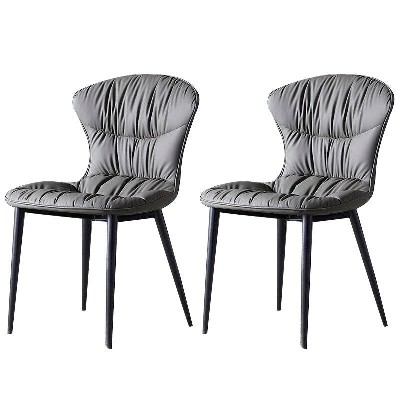 Faux Leather Dining Chair Wingback Armless Chair with Black Legs