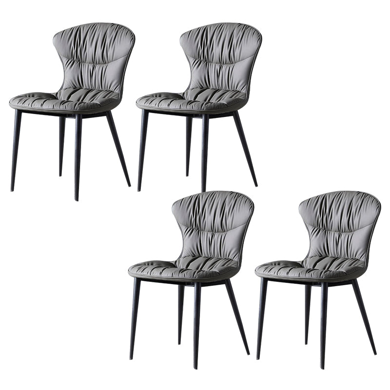 Faux Leather Dining Chair Wingback Armless Chair with Black Legs