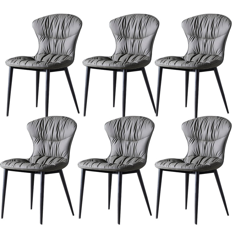 Faux Leather Dining Chair Wingback Armless Chair with Black Legs