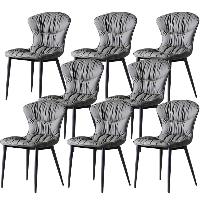 Faux Leather Dining Chair Wingback Armless Chair with Black Legs
