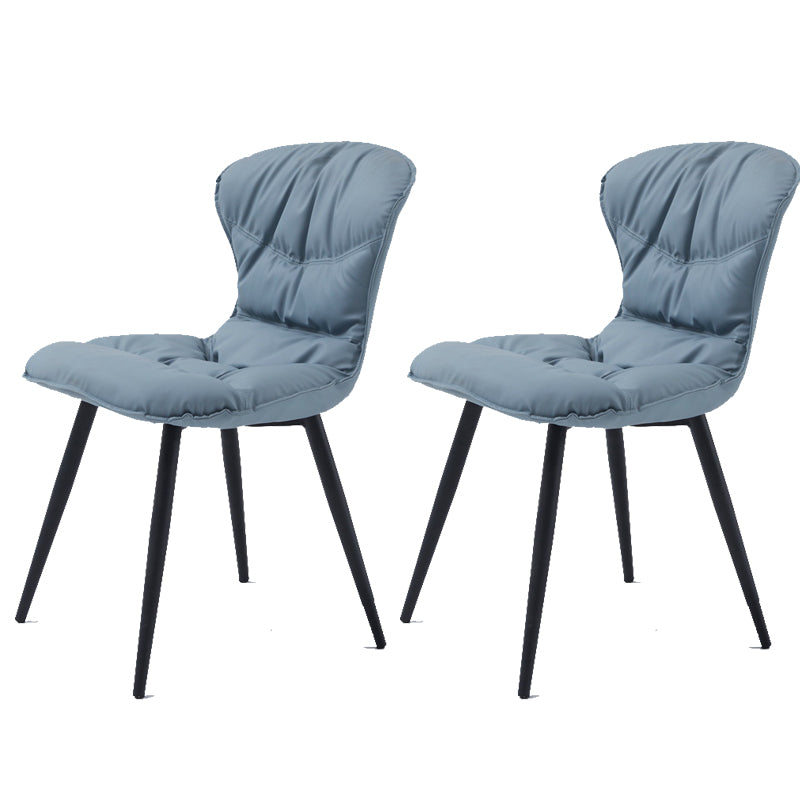 Faux Leather Dining Chair Wingback Armless Chair with Black Legs