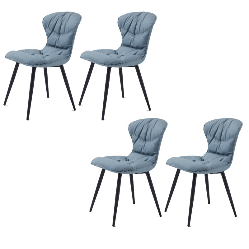 Faux Leather Dining Chair Wingback Armless Chair with Black Legs