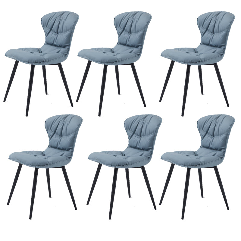 Faux Leather Dining Chair Wingback Armless Chair with Black Legs