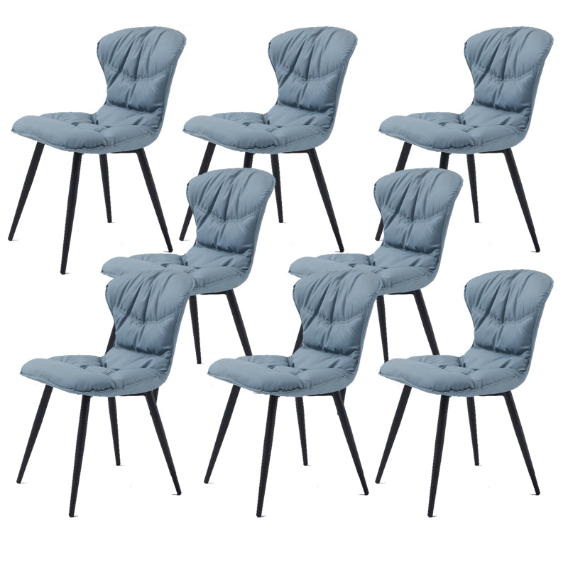 Faux Leather Dining Chair Wingback Armless Chair with Black Legs
