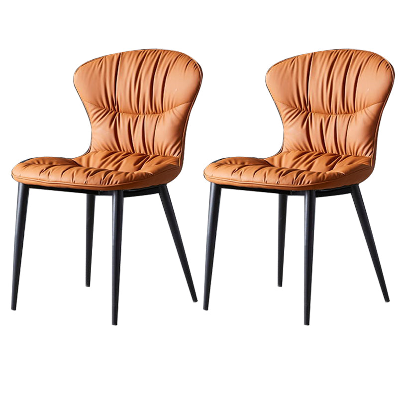Faux Leather Dining Chair Wingback Armless Chair with Black Legs