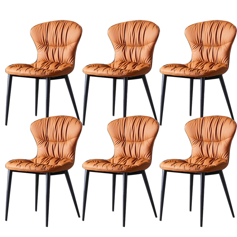 Faux Leather Dining Chair Wingback Armless Chair with Black Legs