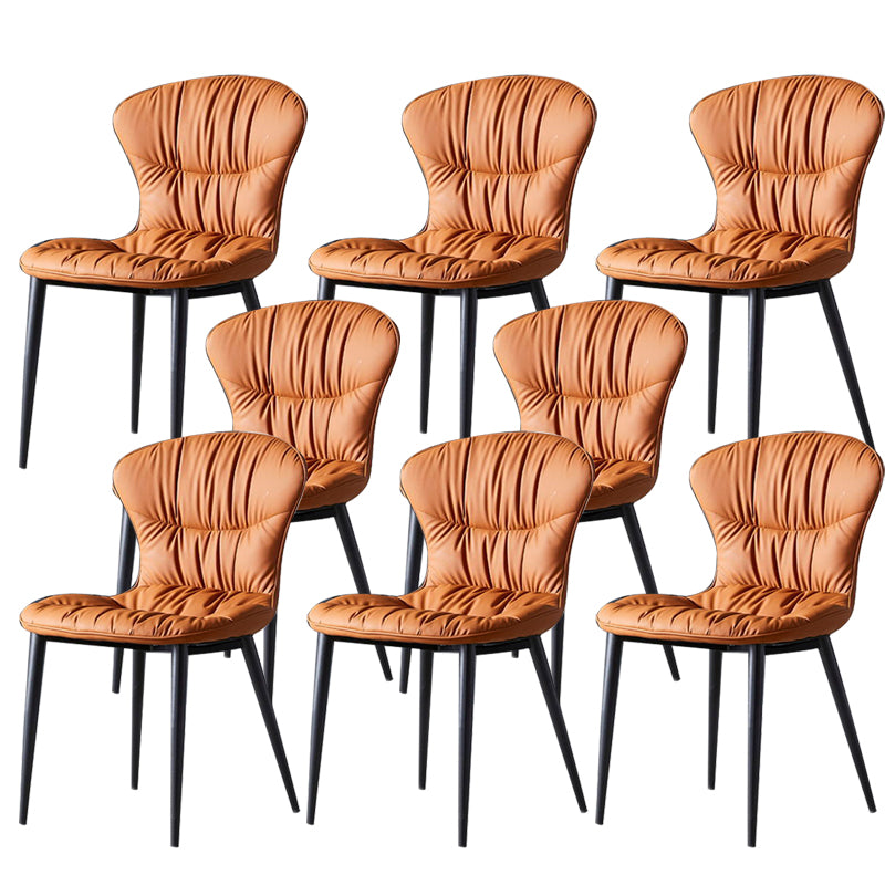 Faux Leather Dining Chair Wingback Armless Chair with Black Legs