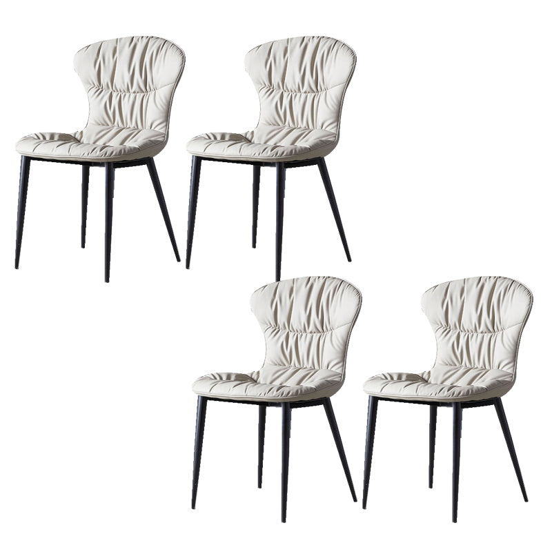 Faux Leather Dining Chair Wingback Armless Chair with Black Legs