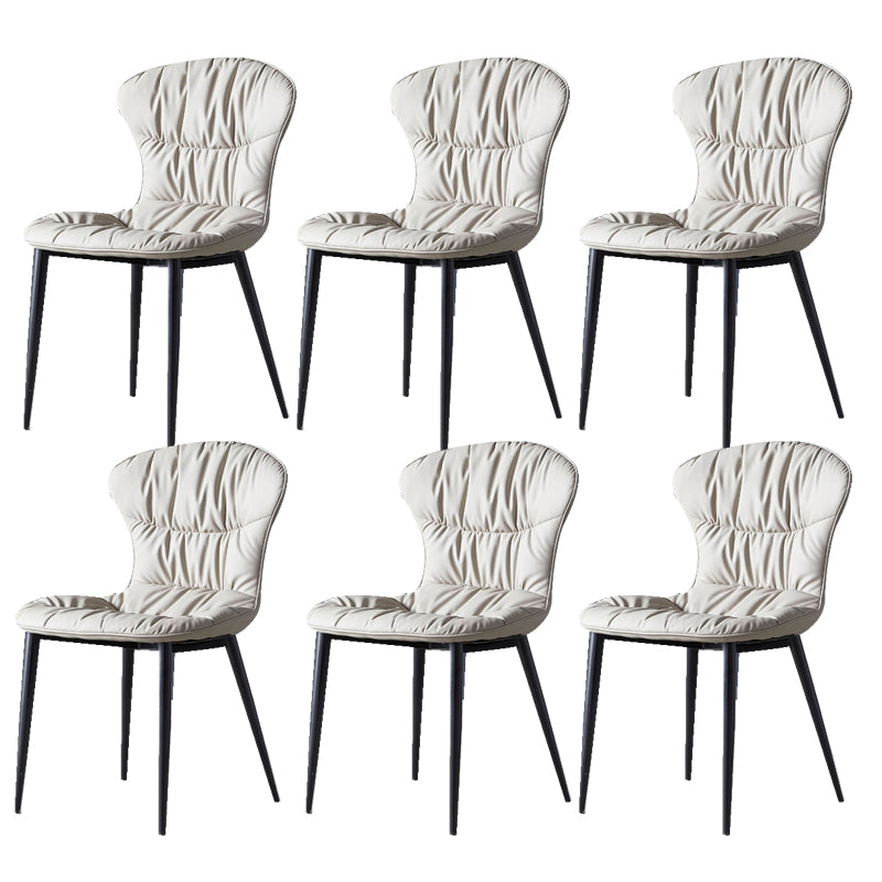Faux Leather Dining Chair Wingback Armless Chair with Black Legs
