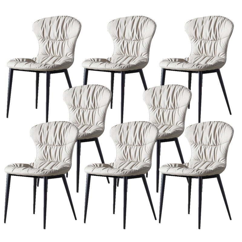 Faux Leather Dining Chair Wingback Armless Chair with Black Legs