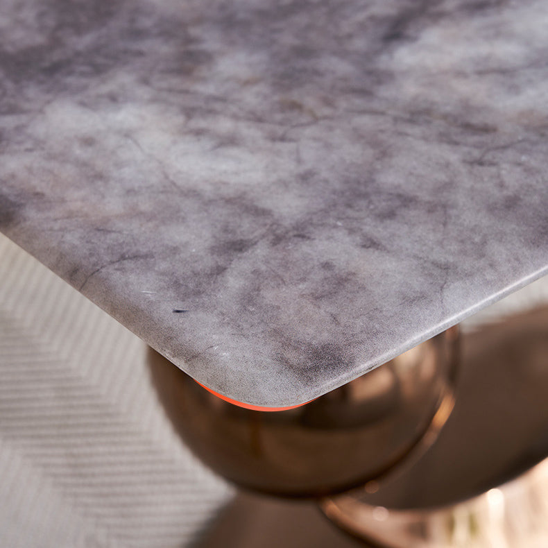 Glam Style Rectangle Dining Table Sintered Stone Table with Metal Leg for Home