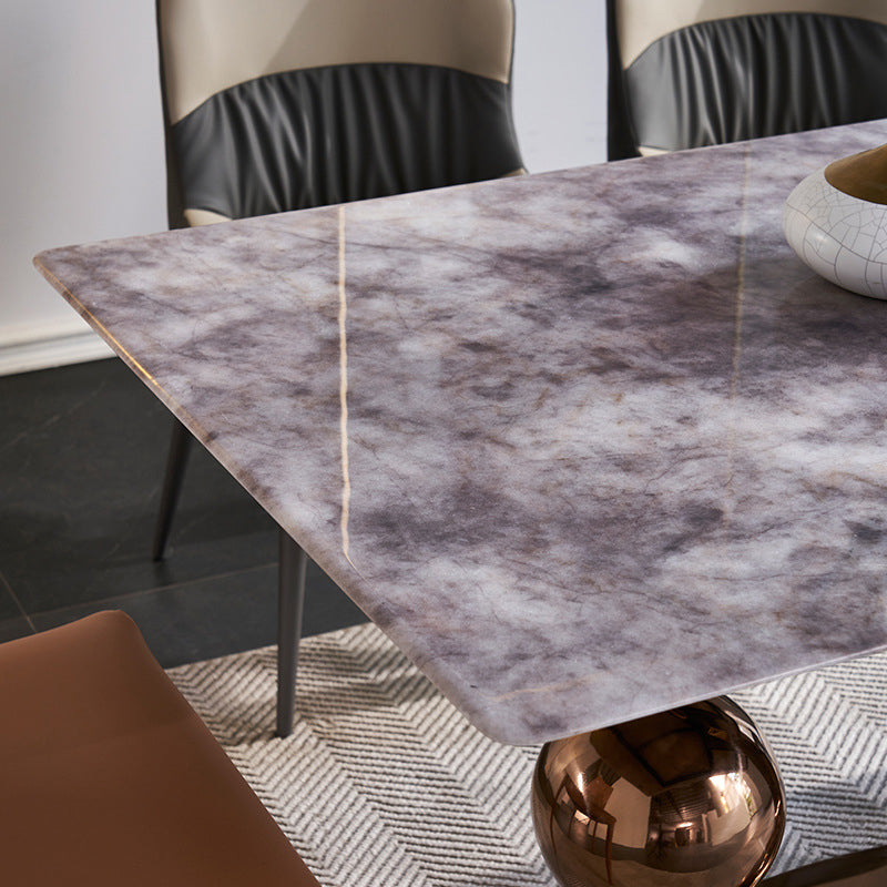 Glam Style Rectangle Dining Table Sintered Stone Table with Metal Leg for Home