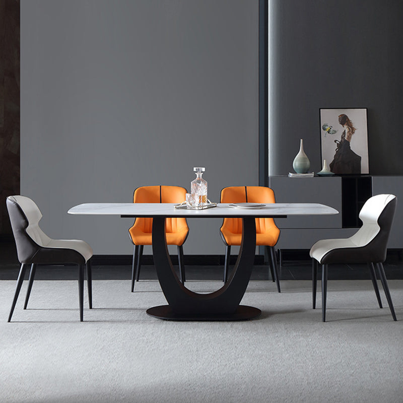 Industrial Rectangle Dining Table Sintered Stone Table with Metal Leg for Home