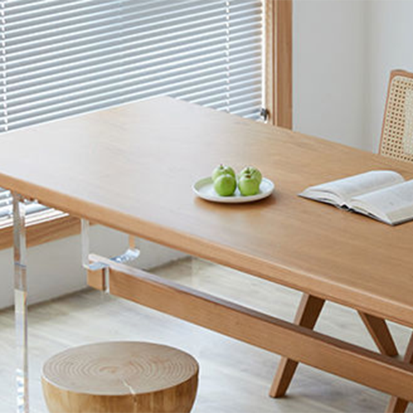 Modern Style Rectangle Dining Table Wood Table with Plastic Legs for Home