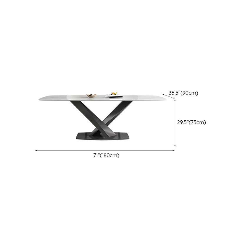 Industrial Style Rectangle Table Sintered Stone Dining Table with Metal Legs for Home