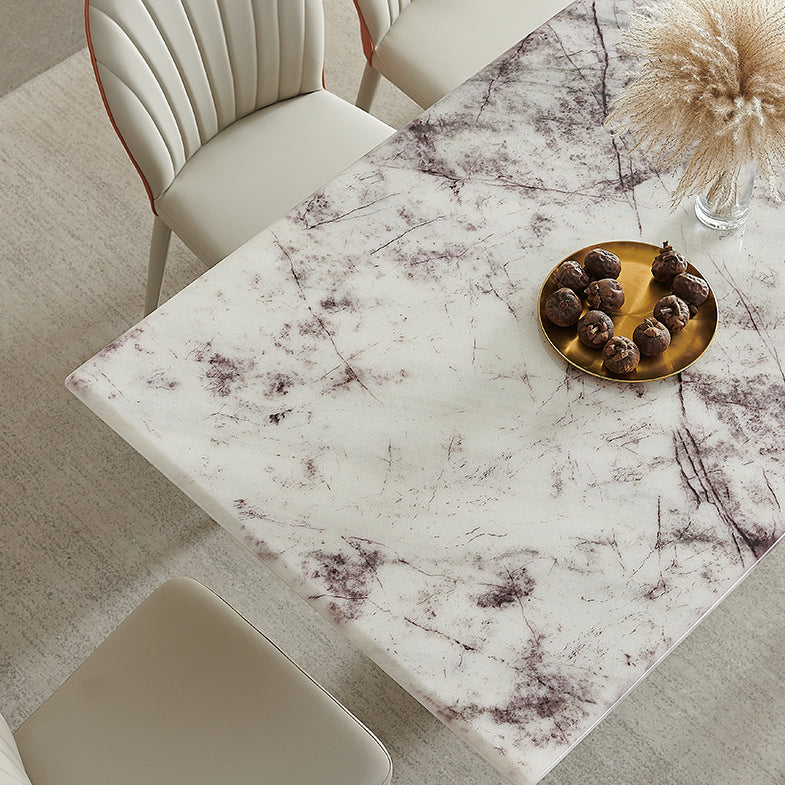 Glam Style Rectangle Table Sintered Stone Dining Table with Metal Legs