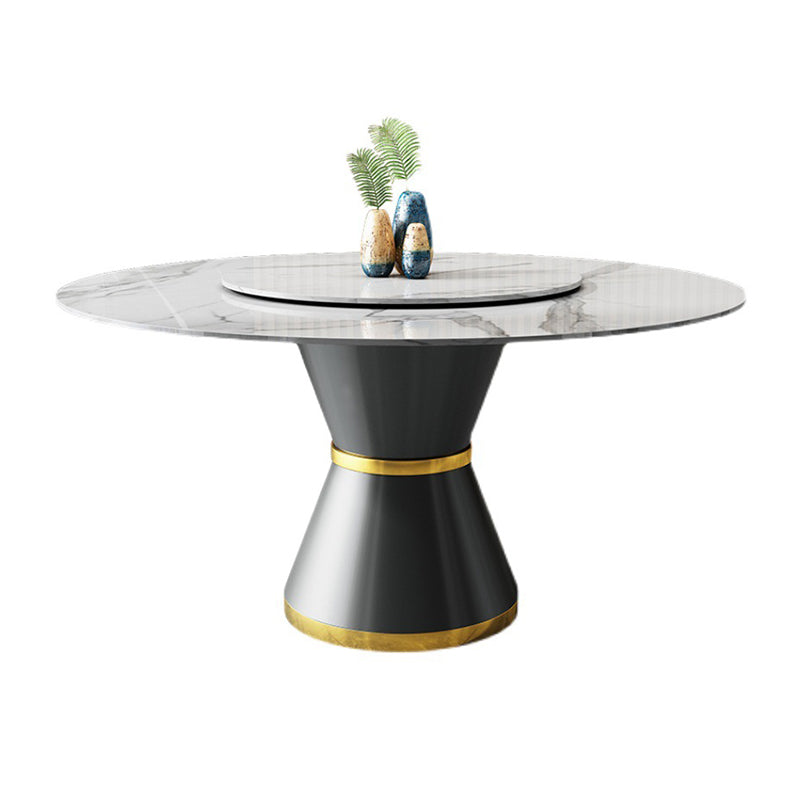 Contemporary Round Table Sintered Stone Dining Table with Metal Legs