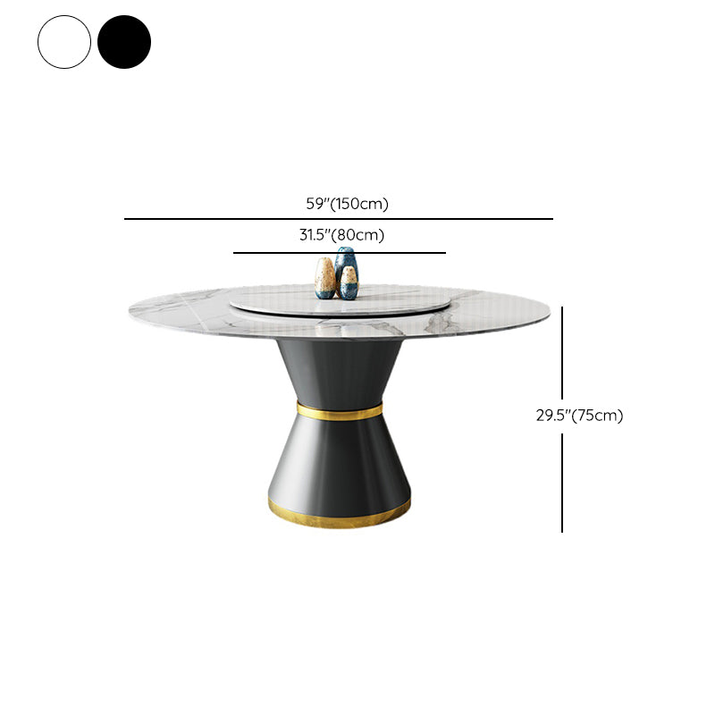 Contemporary Round Table Sintered Stone Dining Table with Metal Legs