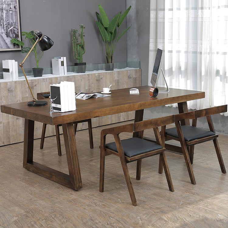 Industrial Style Rectangle Table Wooden Dining Table with Wooden Legs