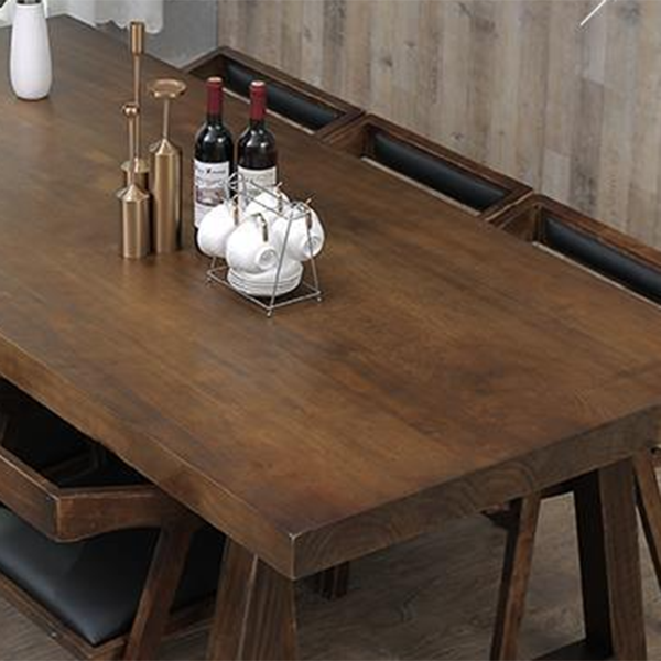 Industrial Style Rectangle Table Wooden Dining Table with Wooden Legs