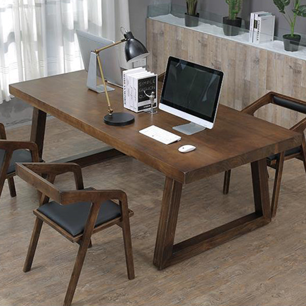 Industrial Style Rectangle Table Wooden Dining Table with Wooden Legs