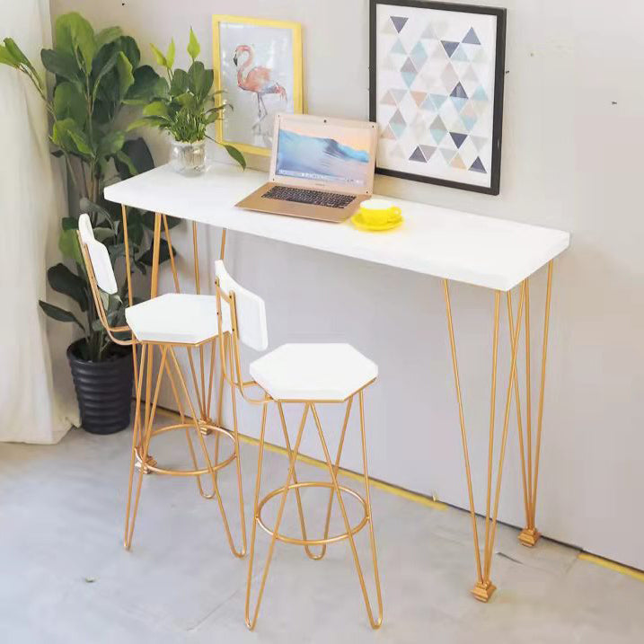 Modern Pub Table Set 1/2/3/5 Pieces Wood Bar Table with Metal Stools