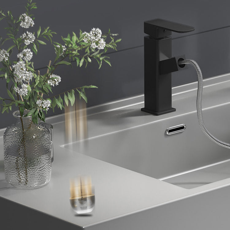 Single Sink Grey Vanity Shelving Included Mirror Rectangle Vanity with 2 Drawers