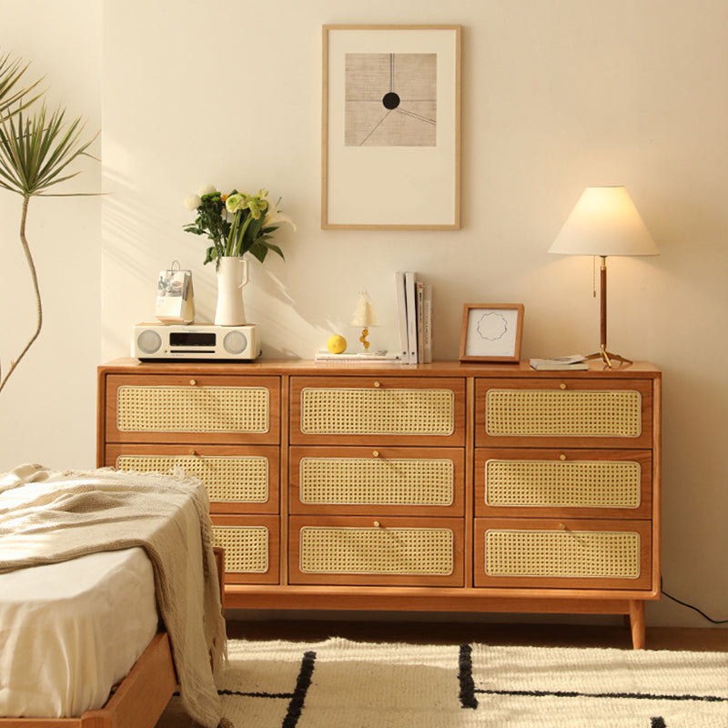 15.6-inch Width Contemporary Storage Chest Solid Wood Dresser with 6/9 Drawers